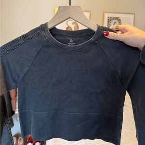 Aerie Charcoal Ribbed Long Sleeve Tee